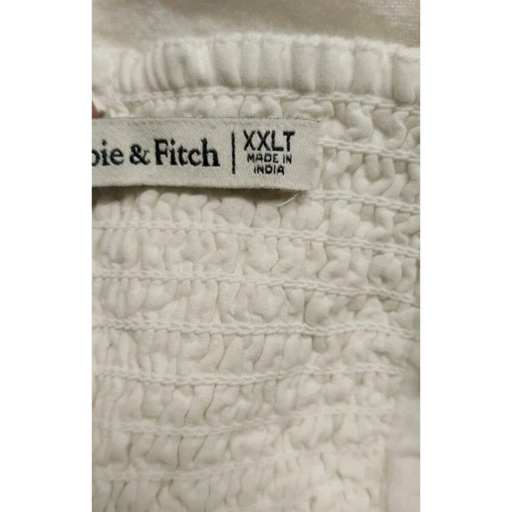 Abercrombie & Fitch Ivory Linen Look Maxi Dress Smocked Pockets XXLT Tall